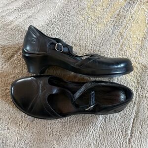 Aravon black Mary Jane Comfort Leather Heels comfort shoes t strap preppy 8.5